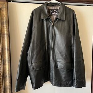 Leather Polo Men's Black Field Jacket